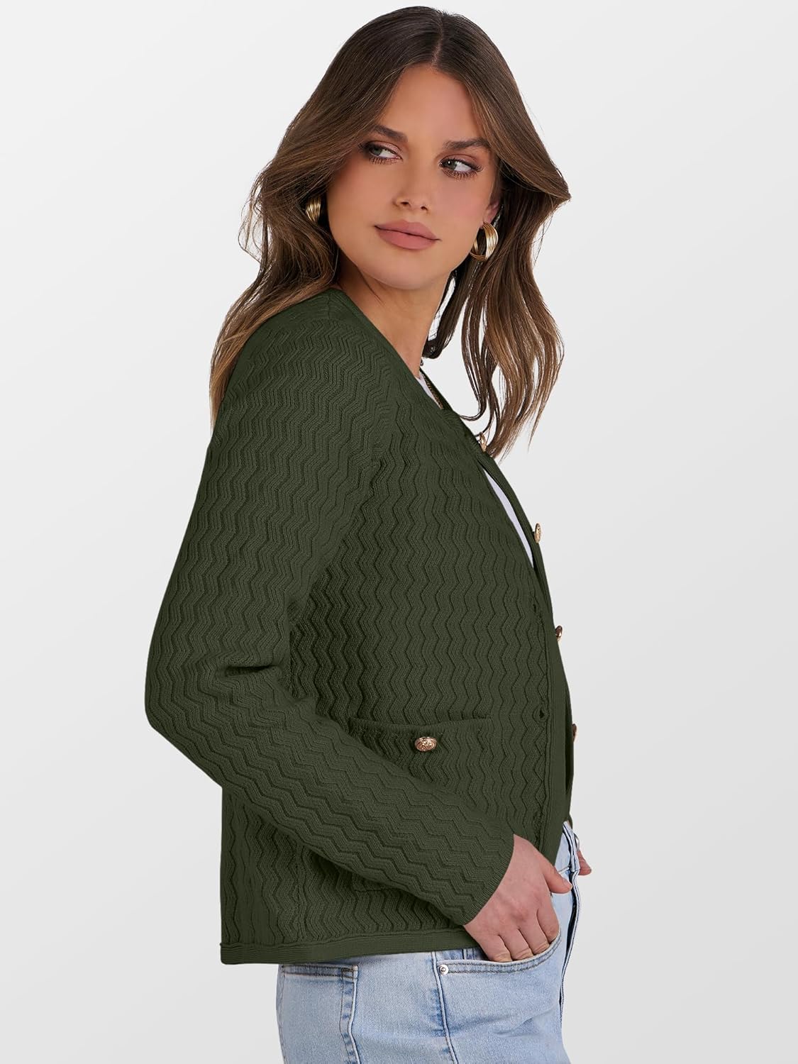 Caracilia Women's 2025 Fall Cardigan Sweaters Knitted Dressy Casual Jackets Trendy Outfits - Image 4