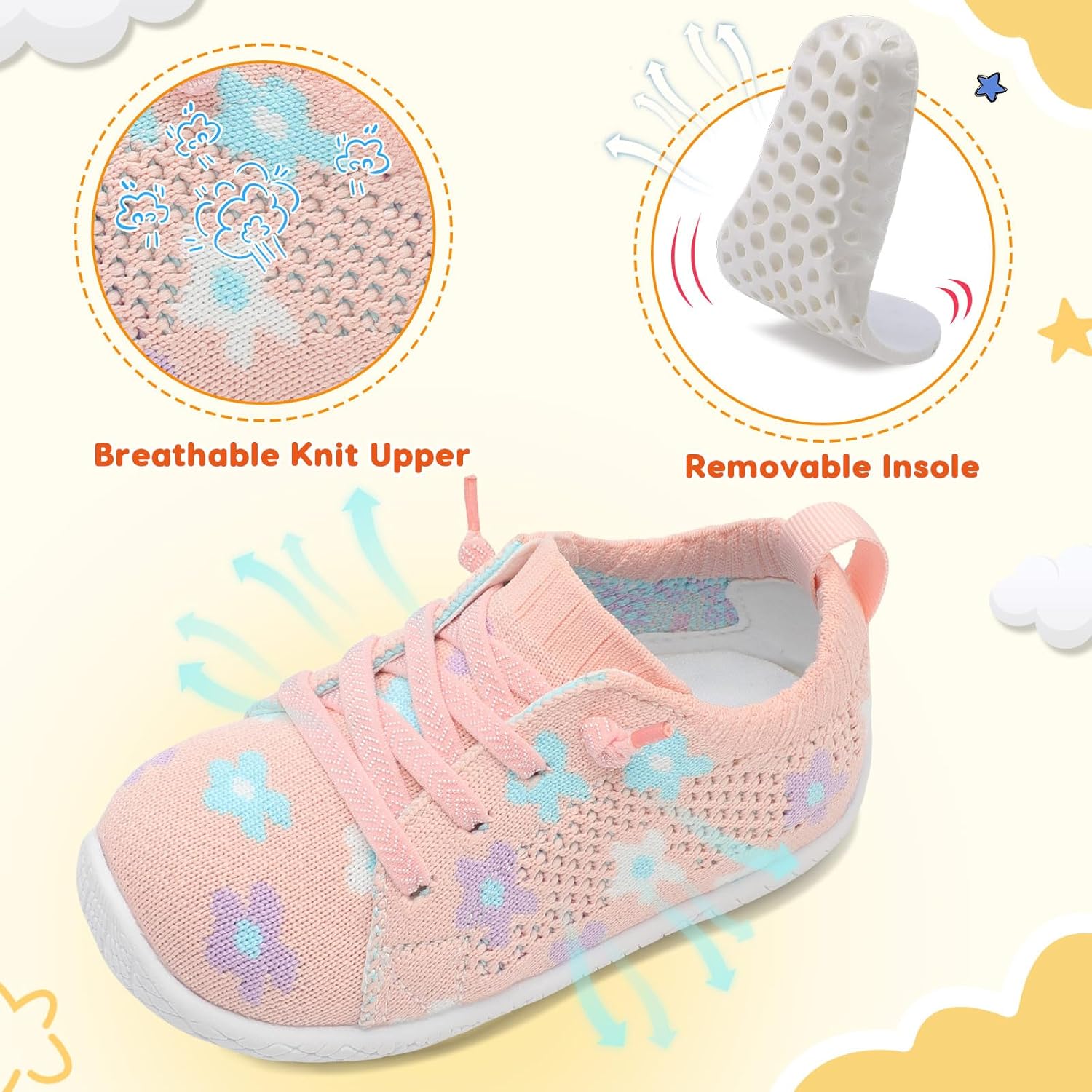 LeIsfIt Toddler Walking Shoes Boys Girls Slip-On Barefoot Shoes Kids Breathable Sneakers Non-Slip Lightweight Tennis Shoe - Image 4