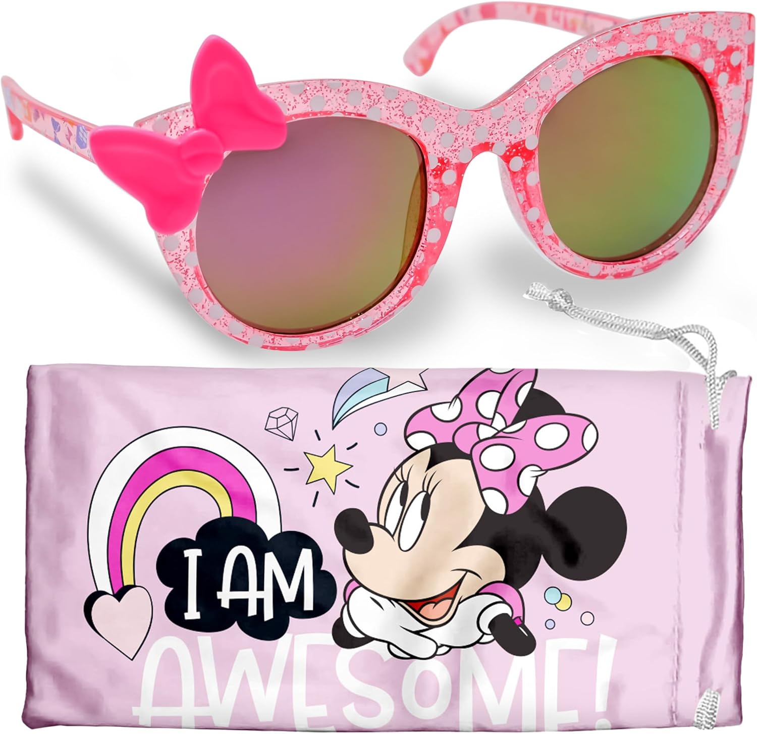 Minnie Mouse Sunglasses for Toddler Girls w/t Soft Case - Disney World Accessories for Trip - Disney Gifts for Kids