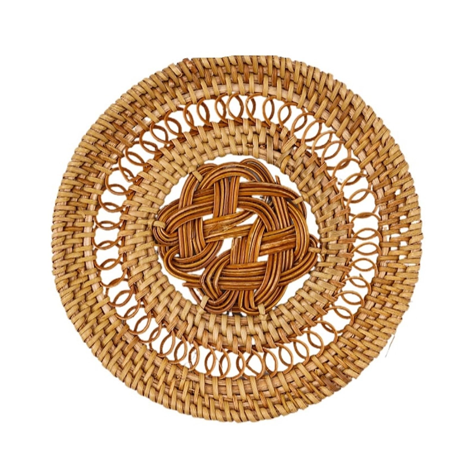 posavasos de ratán tejidos, Posavasos redondos de ratán tejido, paquete 4, 8-13 cm(Style2,13cm)