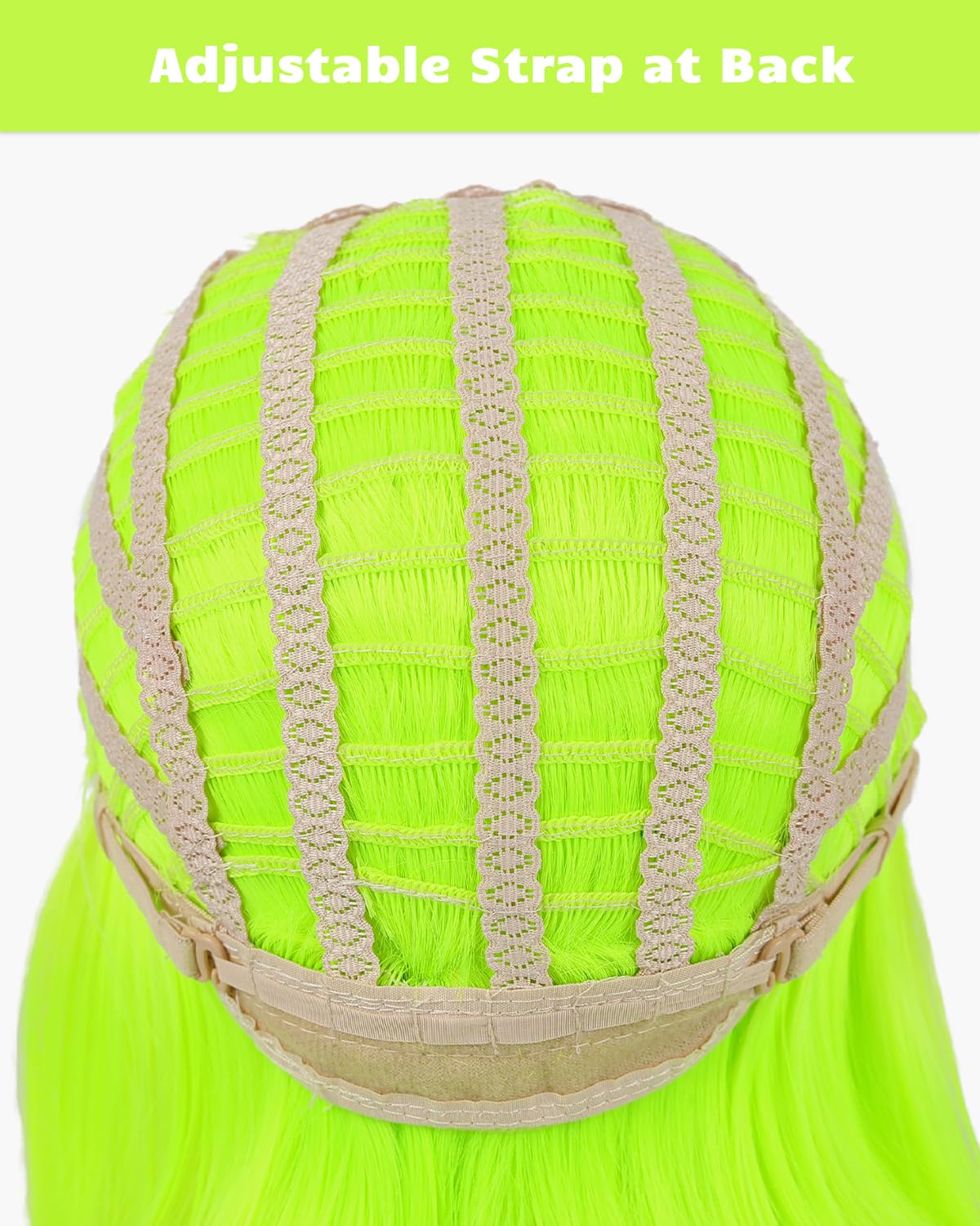 NOTICEME Neon Green Bob Wig with Bangs, Short Straight Costume Neon Green Wig for Women Festival Party Cosplay Daliy Neon Wig Colorful 14 Inch - Image 6