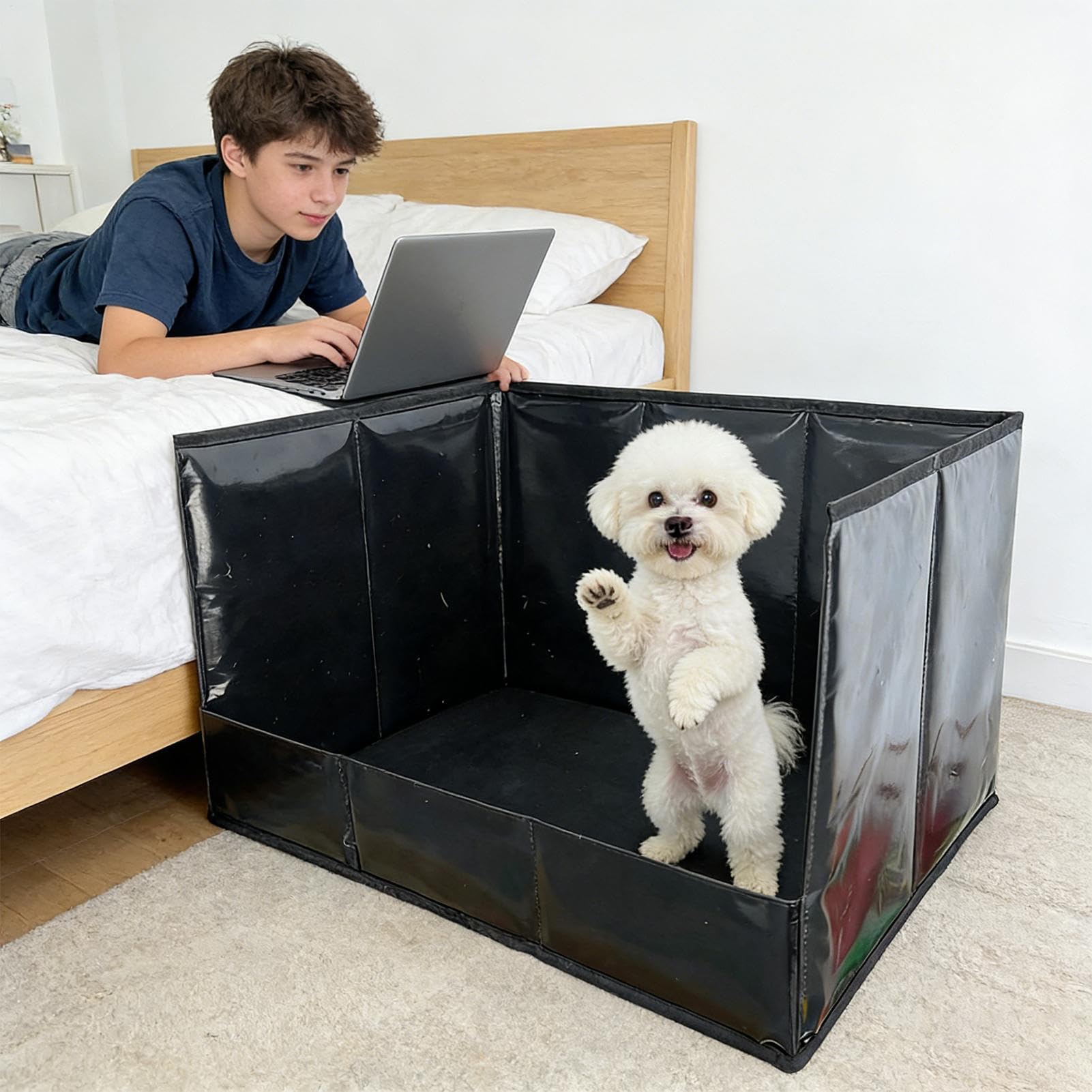 Bandeja de Entrenamiento para Cachorros Bordes Altos Plegable Portátil | Bandeja de Baño para Cachorros Para Limpieza y Mantenimiento en Balcón, Patio y Apartamento