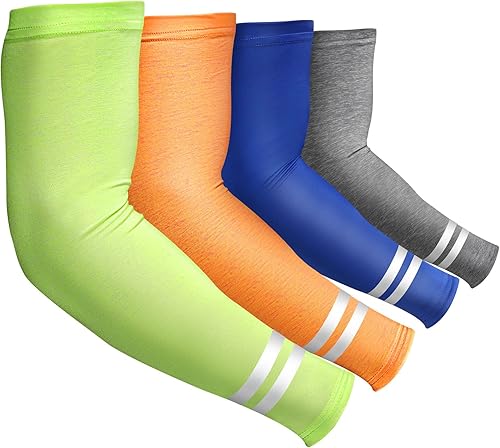Geyoga 4 pares de mangas de brazo para hombres y mujeres, mangas de brazo UV, protección solar, fundas de brazo reflectante de enfriamiento