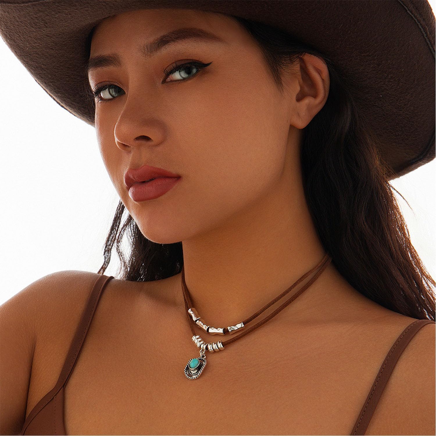 Western Necklace for Women Turquoise Beaded Necklaces Cowgirl Necklace for Women Western Cowboy Hat Necklaces Country Concert Accessories - Image 2