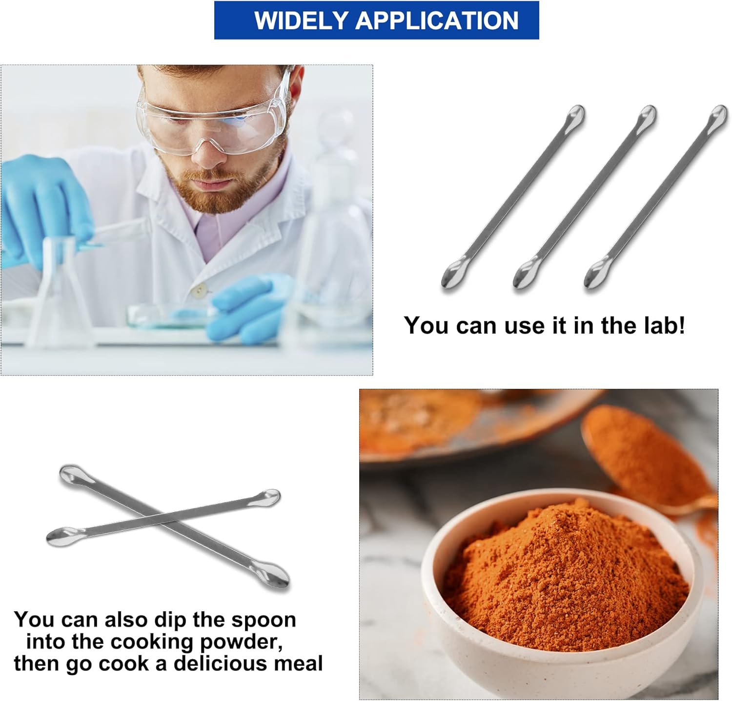 Piutouyar 20 Pcs Double Ended Lab Spoon Micro Lab Spatula Stainless Steel Lab Scoop for Reagent Sampling, Mixing, Measuring : Industrial & Scientific