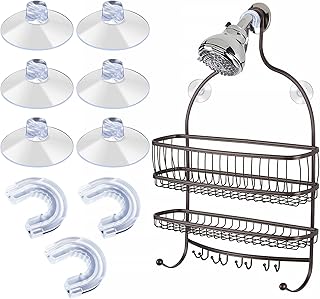 6 Pcs Suction Cups For Shower Caddy, Heavy Duty Replacement Bathroom Shower Caddy Connector, Easy Attachment with 3 Pieces Rubber Rings Bathroom Decor and Replacement for Birdhouse, Kitchen