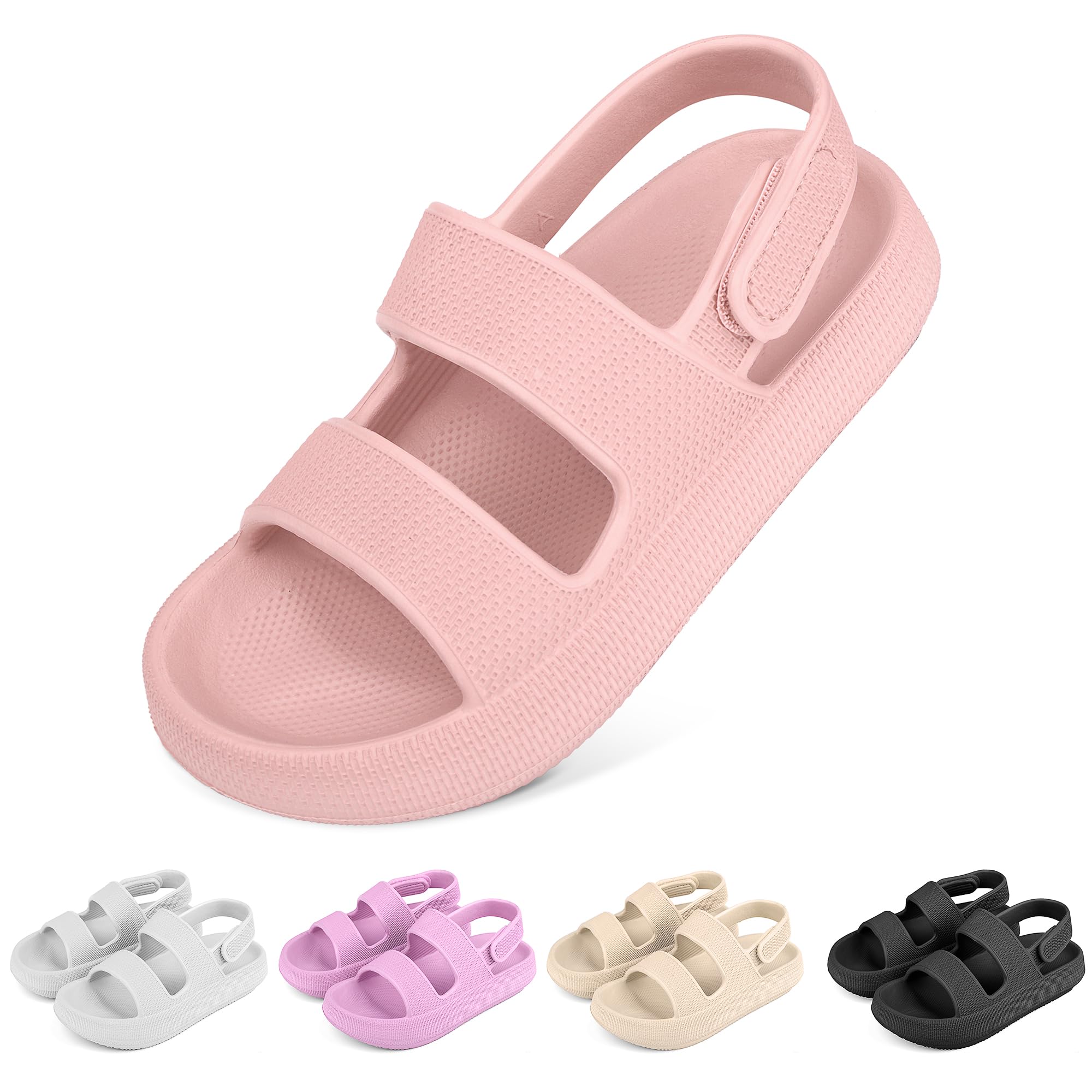 WUYISTAR Kids Sandals Boys Girls Cloud Slide Sandals Open Toe Sports Sandals EVA Thick Sole Water Sandals with Hook and Loop Back Strap