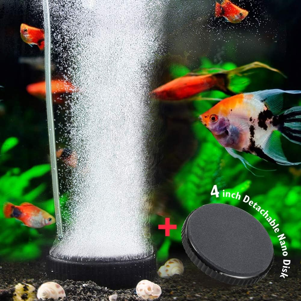 AQQA Aquarium Air Stone Kit, Detachable Nano Air Stone Disk Ultra Silent Deep Dissolving Oxygen Diffuser Set for Hydroponics, Freshwater…