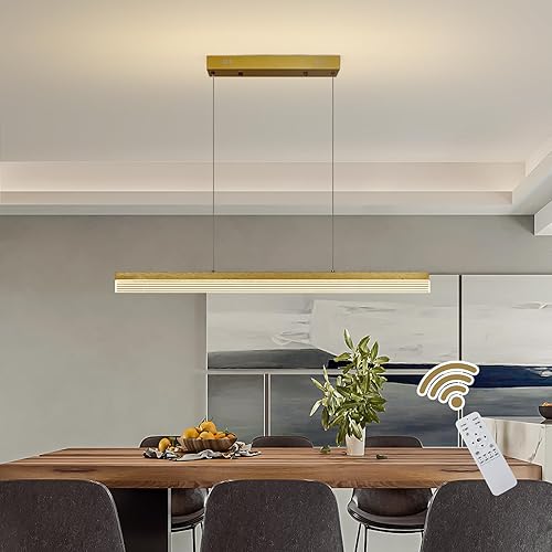 Becailyer Candelabro LED moderno, regulable, lámpara colgante lineal, control remoto, colorbrillo, 3000-6000K, lámpara colgante ajustable para