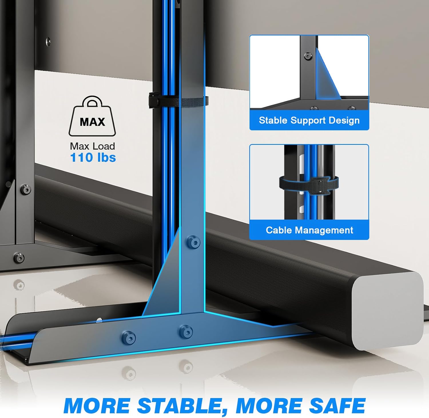 Rfiver Universal TV Stand for 20-70 inch Flat Curved TVs, Height Adjustable Table Top TV Stand, TV Feet with Cable Management,Steel Replacement TV Legs Holds up to 110 lbs, Max VESA 800x600mm, Black