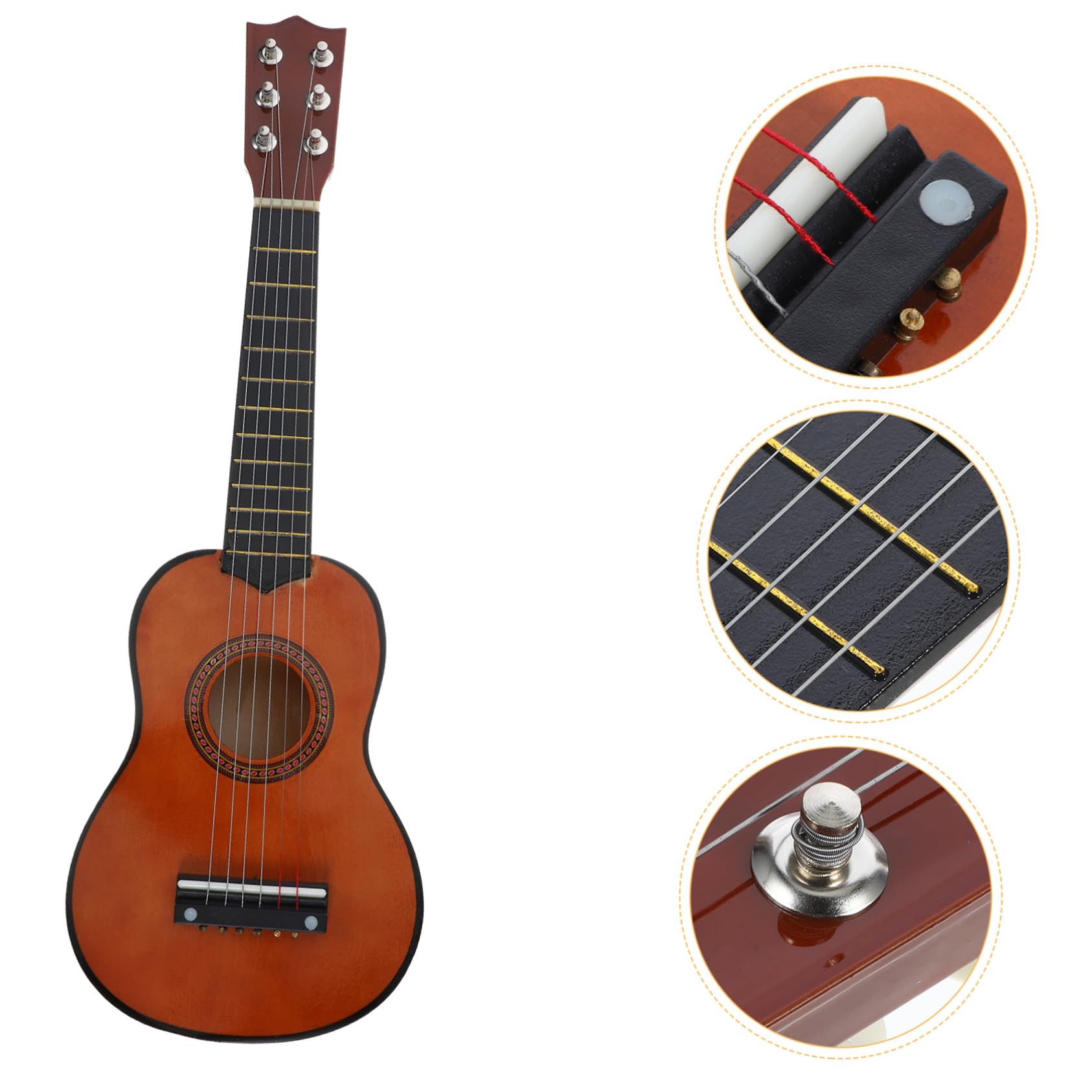 Mini Chitarra 21 Pollici in Legno per Bambini Principianti | Colore Caffè, Presa Confortevole, Gioco Educativo Interattivo, per Casa e Occasioni Speciali