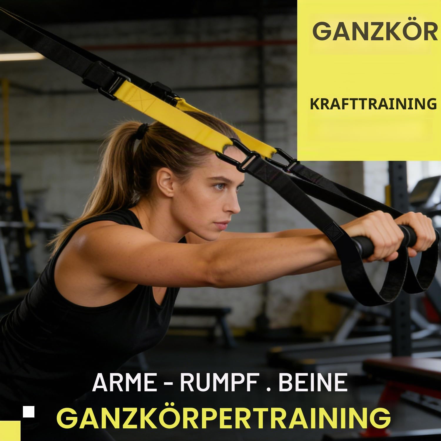 Suspension Trainer Kit Sling Training Strap System Bodyweight Home Resistance Kit mit Griffen Fitness Trainer mit Workout Guide Perfekt für Reisen und Workout Out Indoor & Outdoor