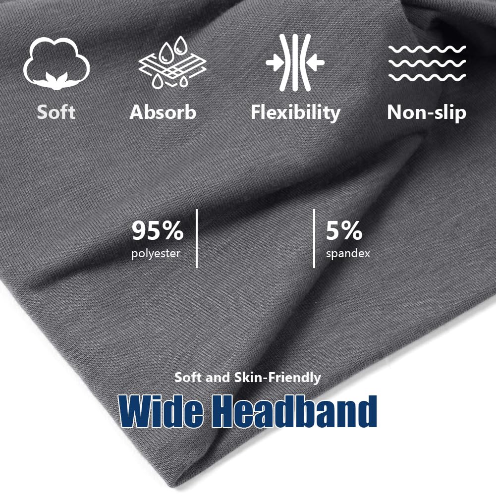 flintronic 4Pcs Women's Elastic Headbands, Wide Twisted Hairband, Fashion Yoga Hair Bands, Wraps Knotted Cute Hair Bands - Image 4