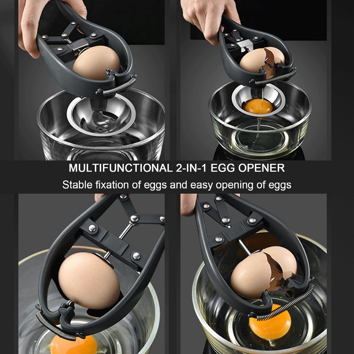Egg Cracker Tool with Egg Separator 2-in-1 Stainless Steel Opener Handheld Separator for Opener for Kitchen Accessories ...