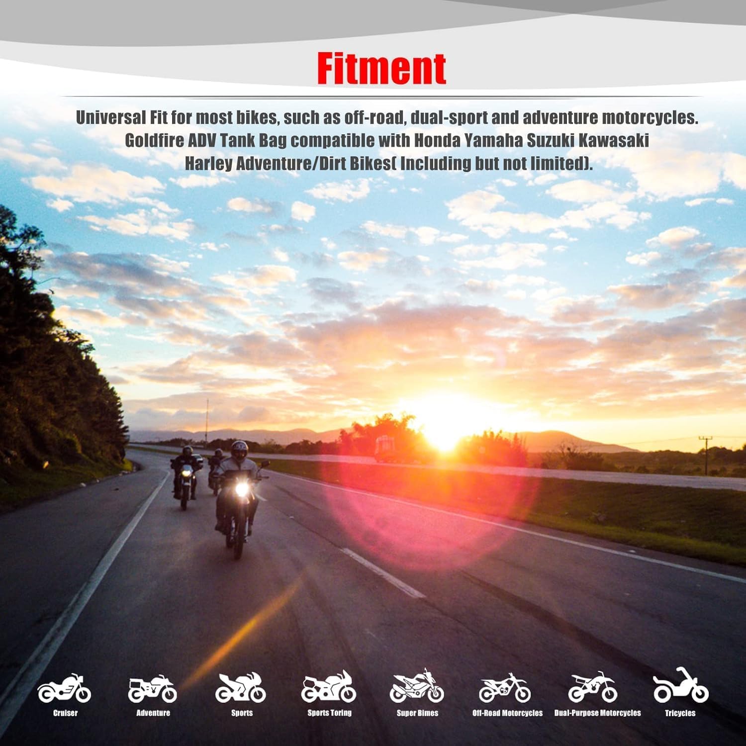 Goldfire Large Capacity Expandable Motorcycle Tail Duffle Bag Travel Luggage Sissy Bar Bag + Red Piping Expandable ADV Motorcycle Tank Bag Gas Oil Fuel Tank Saddle Bag Fit For Most Motorcycle Models