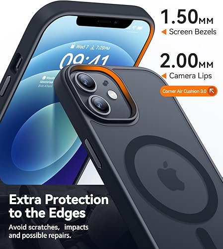 Miniatura 4 de CANSHN Funda magnética diseñada para iPhone 12iPhone 12 Pro compatible con Magsafe translúcida mate a prueba de golpes, funda protectora a prueba de