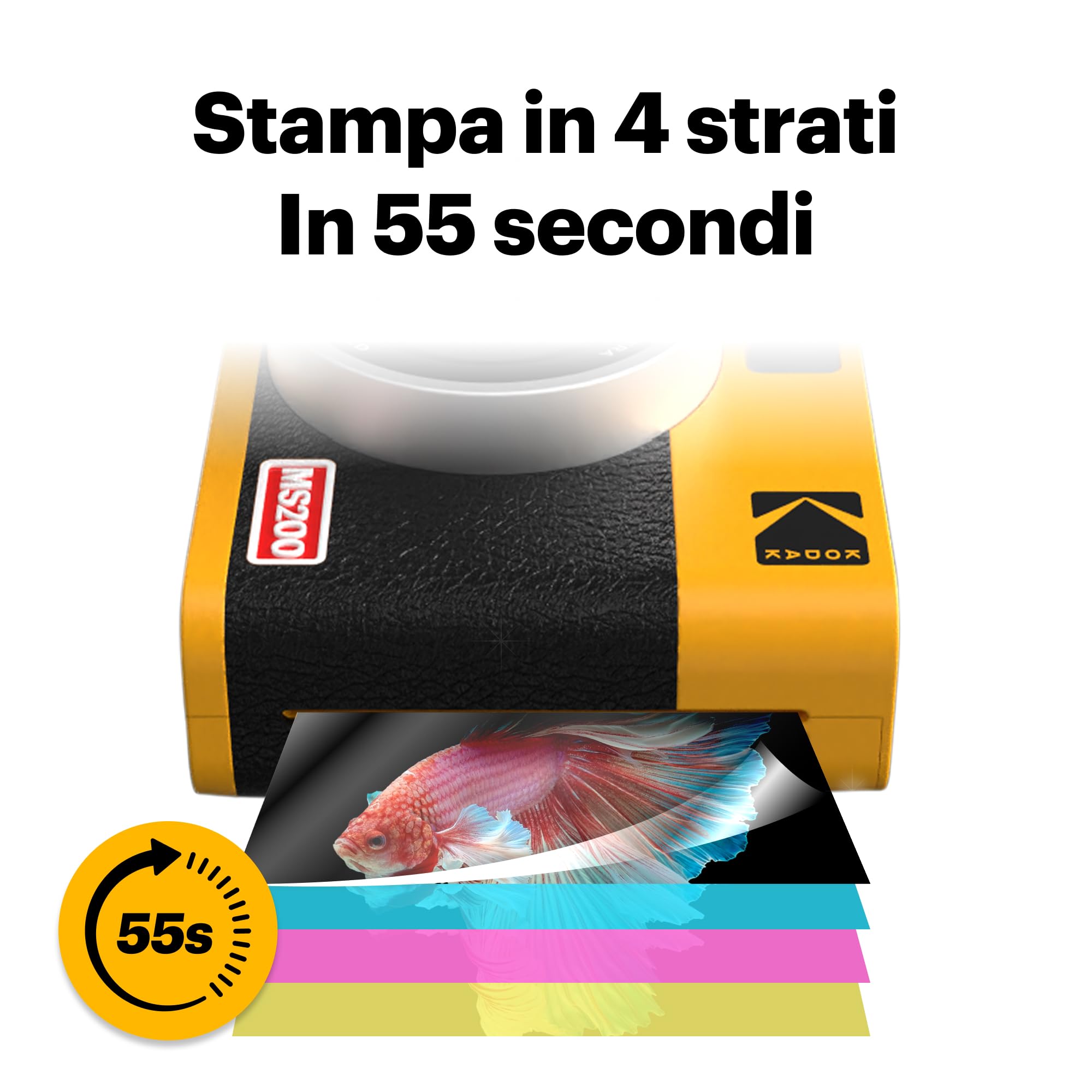 KODAK Mini Shot 2 ERA 4PASS - Fotocamera istantanea 2 in 1, 5,3 x 8,6 cm, colore: Giallo