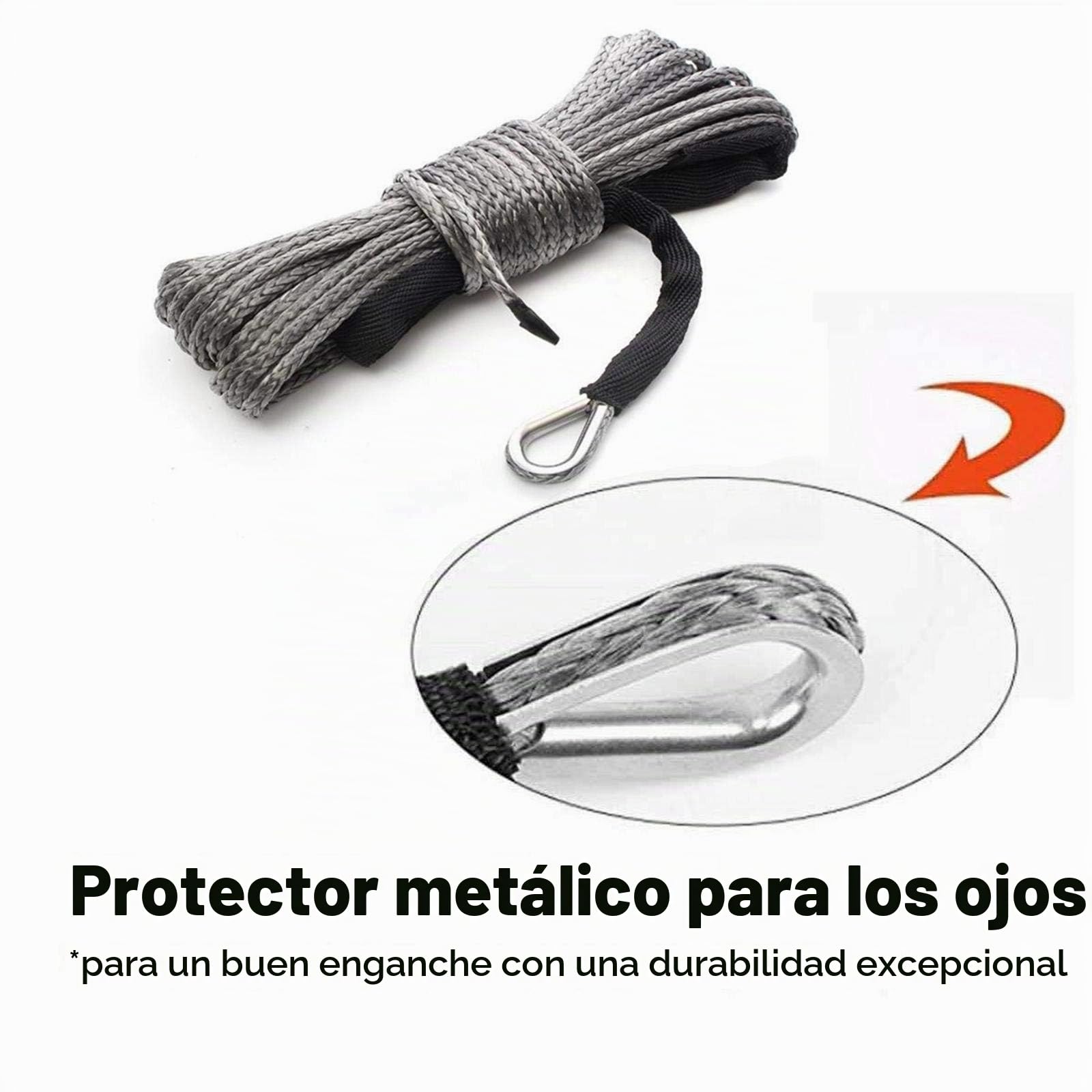 Cable de vaina para ATV UTV SUV Camping-Car barco 4x4 con funda protectora y gancho para cabrestante (7700 lbs, 6 x 15 m)