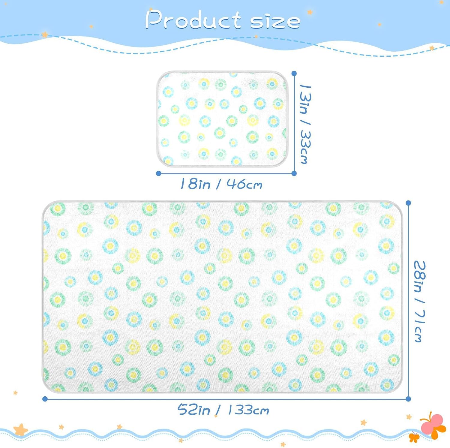 Baby Cooling Mat Colorful Abstract Circles Ice Silk Breathable Mesh Summer Crib Mattress Pad with Pillowcase, Soft Cooling Sleeping Surface for Infant & Toddler, 52"x28"