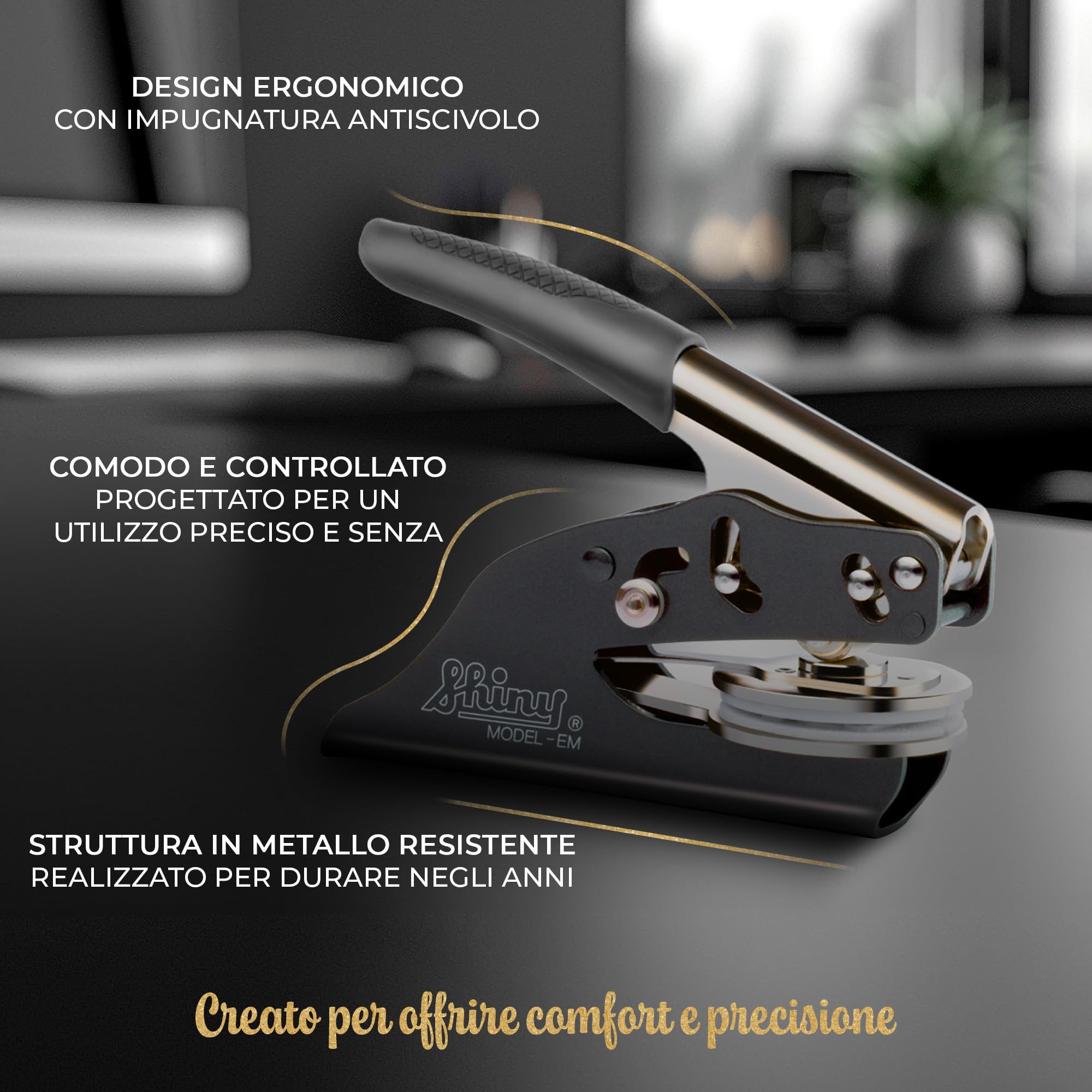 Embosser per libri personalizzato – Timbro Ex Libris a secco 41 mm con rilievo 3D – senza inchiostro, con custodia – idea regalo elegante (Libri Signum)