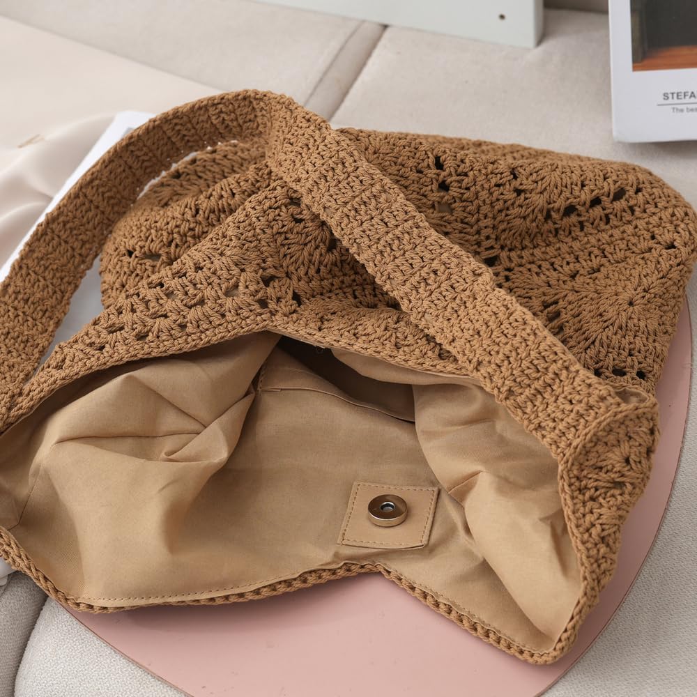 Canvas Tote Bag for Women, Large Capacity Reusable Shoulder Bag with Inner Lining & Buckle Closure, Shopping Work Daily Tote (Khaki) - Image 3