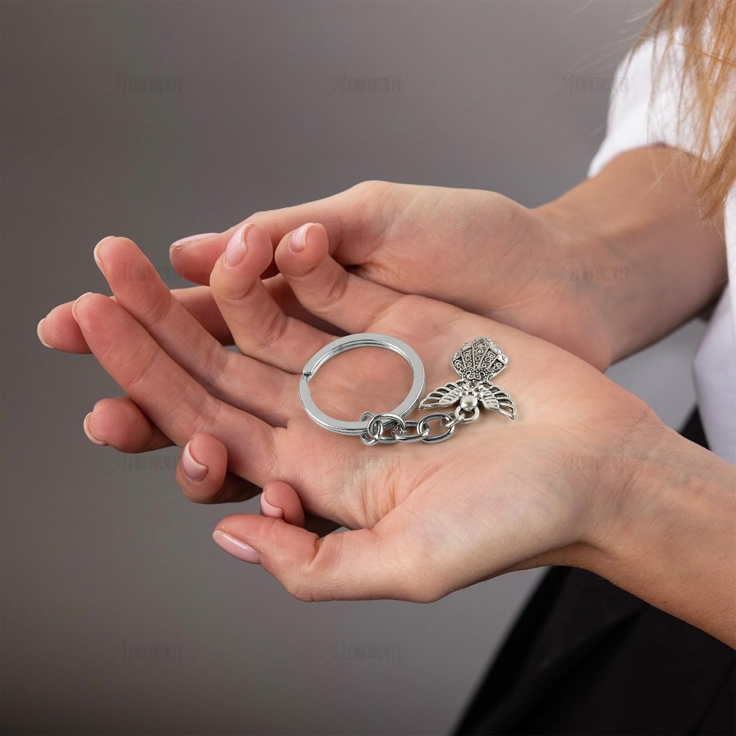 AUEAR, Silver Tone Guardian Angel Charm Keychain Key Ring for Wedding Party Favors Arts Crafts DIY