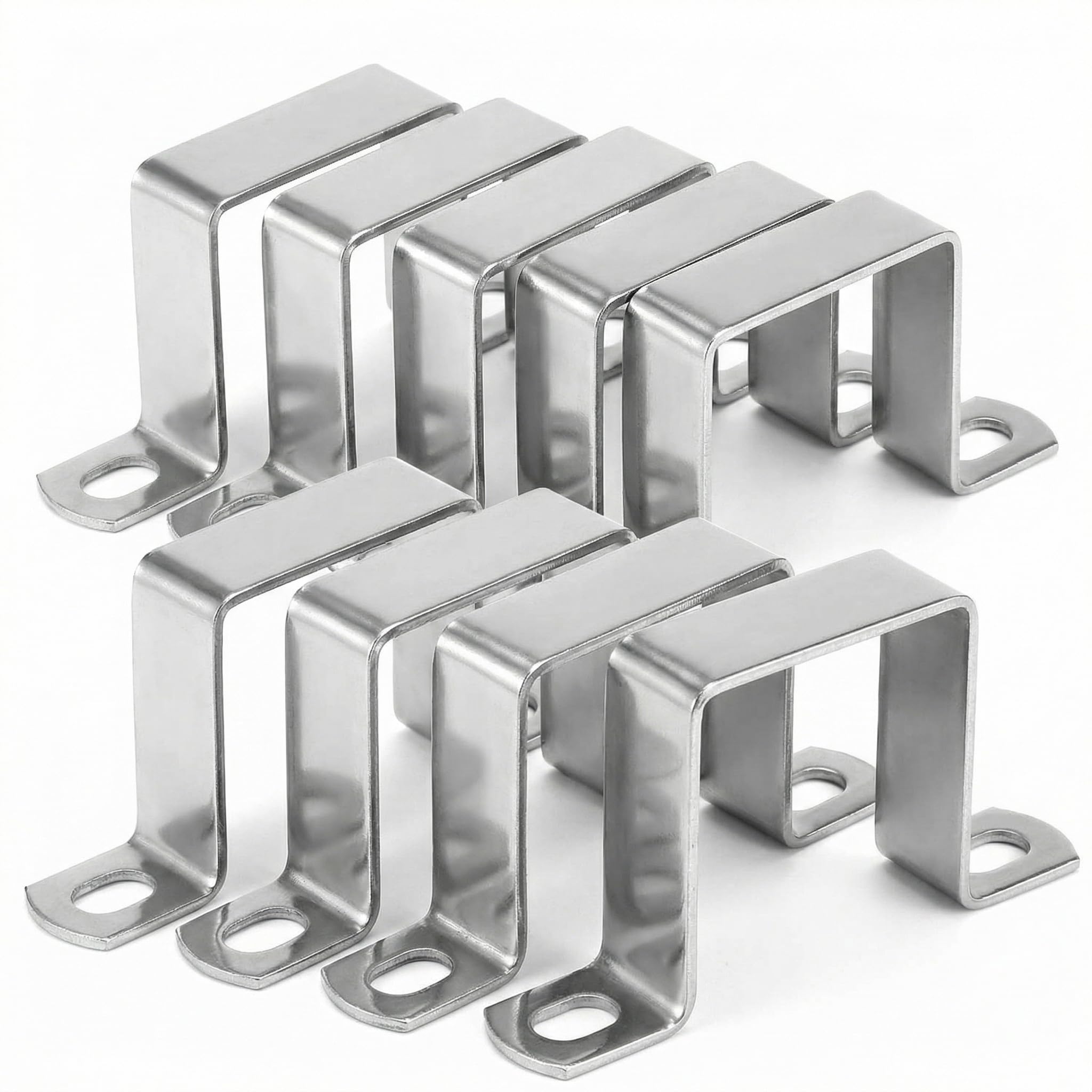 QWORK® 12 Stück U Förmige Verbinder Halterung 43x46 mm - Quadratrohrschelle aus 304 Edelstahl für Strebenkanal, U Profil, Vierkantrohre