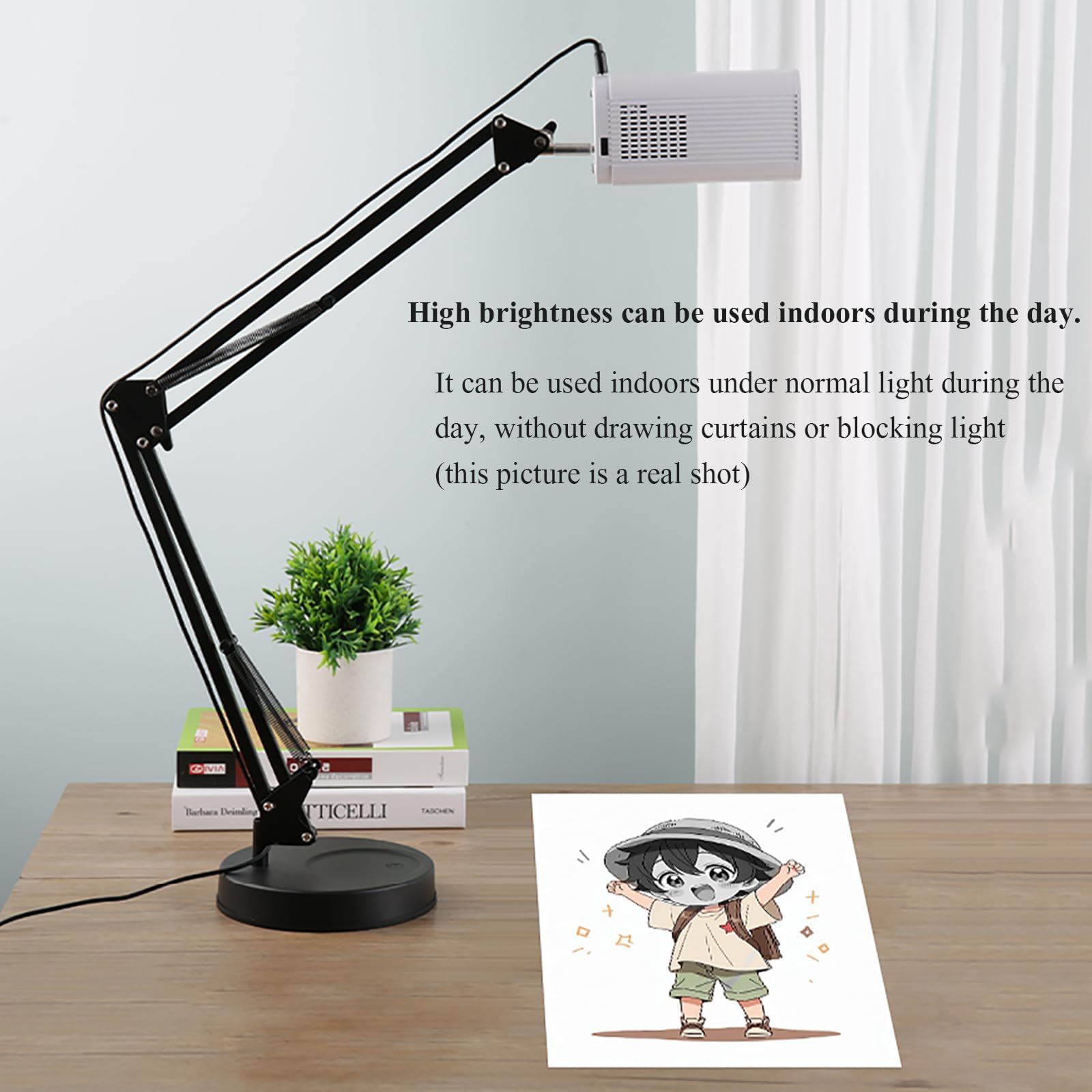 Proiettore per pittura, proiettore artistico per tracciare disegni, pittura, connessione WIFI + connessione cavo dati, il dispositivo supporta telefoni cellulari, chiavette USB, tablet e dimensioni
