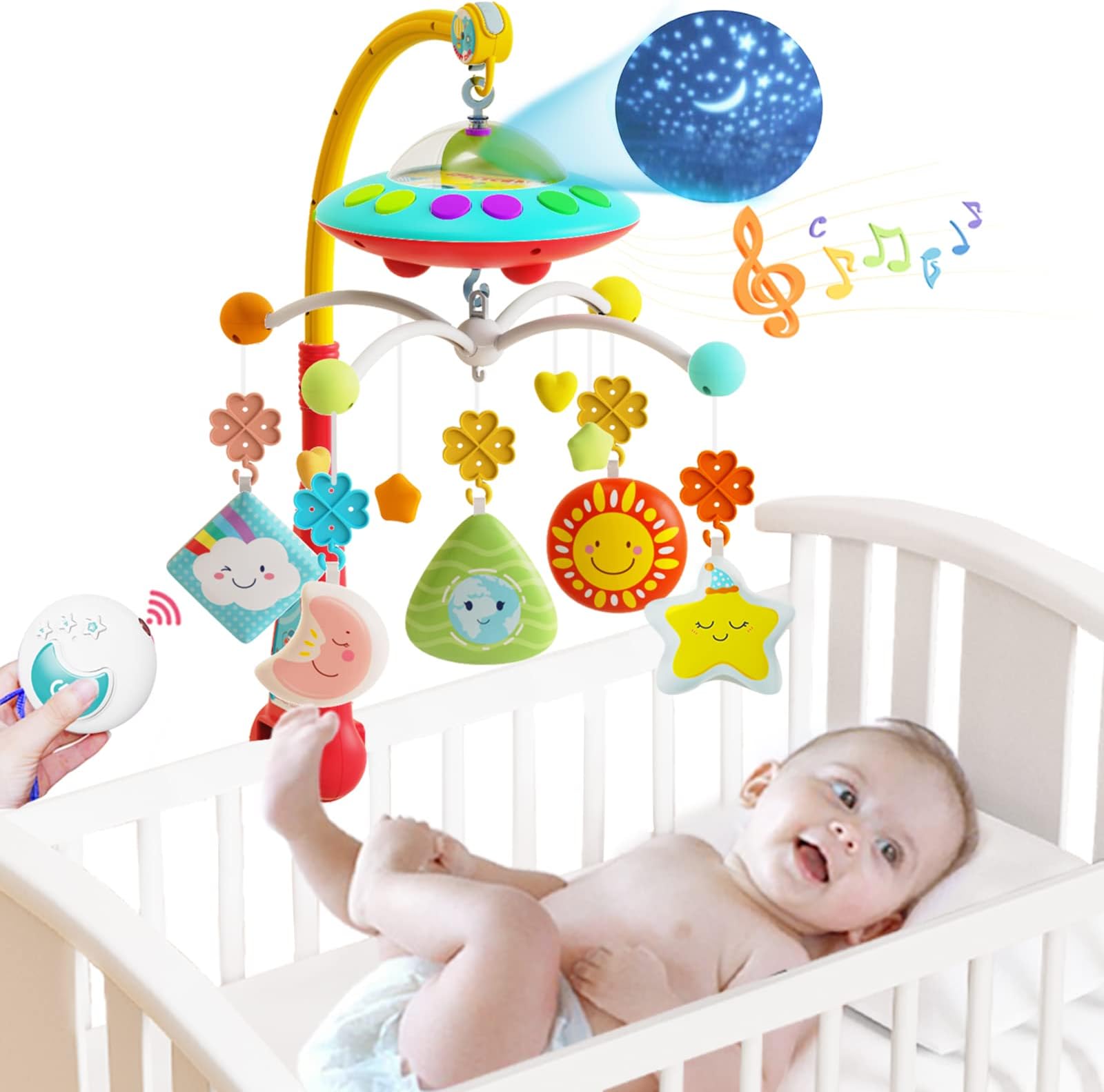 Mini Tudou Musical Baby Crib Mobile Toy with Lights and