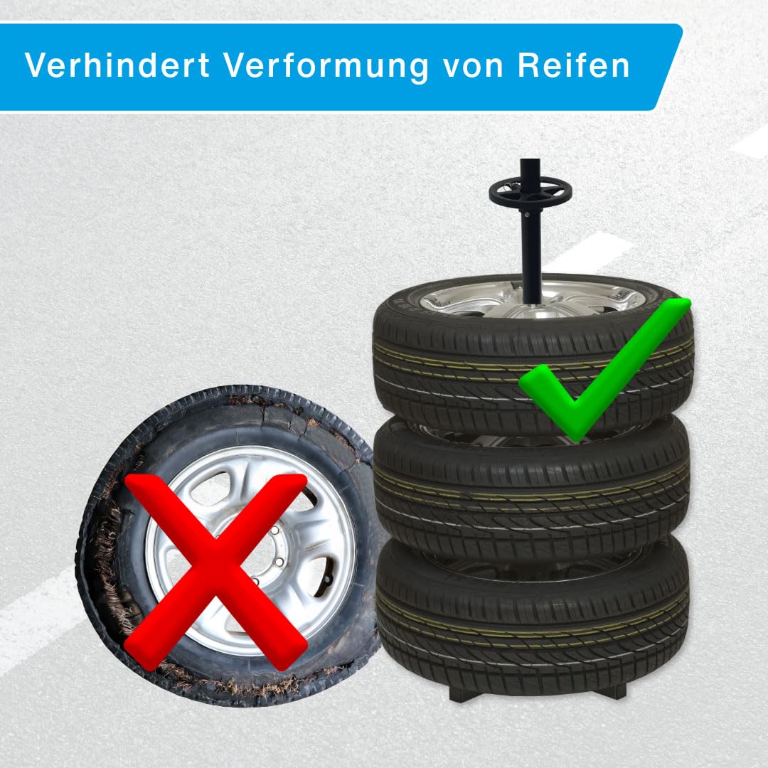cartrend Reifenständer XL Max. Tragkraft von 120 kg, passend für alle gängigen Felgen und Reifen bis 285 mm schwarz