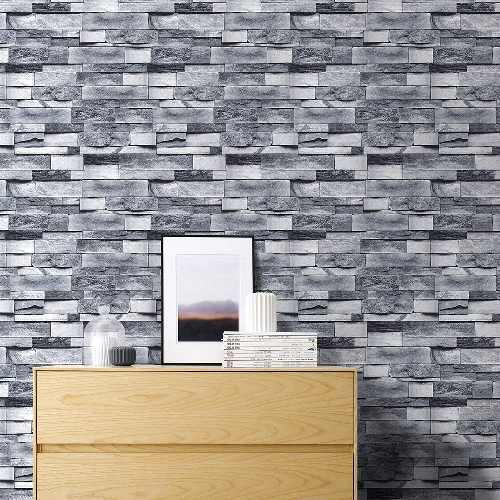 MS magic Vintage Gray Brick Wallpaper Self Adhesive Film Brick Peel and