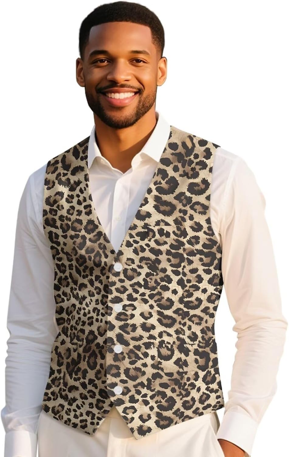Men's V-Neck Suit Vests Lightweight Formal Slim Fit Business Dress Waistcoat Vest for Suit or Tuxedo with Pockets