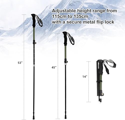 Miniatura 6 de IEJ Ultralight Hiking Pole - Portable Collapsible Outdoor Trekking Pole Plain Design with Whistle for Wilderness Travel - Suitable for Men, Women
