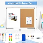 Double-Sided Magnetic White Board & Cork Board Combo, 36" x 24" | Dry Erase Board & Cork Board Combination for Wall, Hanging Whiteboard for Planning, Kitchen, Memo, School, Home, Office