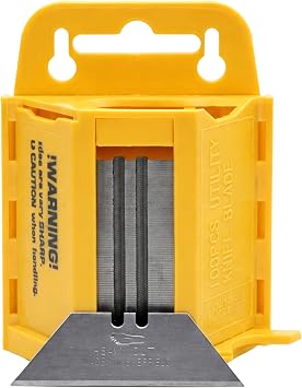 Footprint 925 Heavy Duty Utility Knife Blades - Pack of 100 Replacement Cutting Blades in Safe Wall Dispenser. Fit Most Leading Brand Knives. Ideal for Carpet, Vinyl, Canvas & More. Sheffield Made