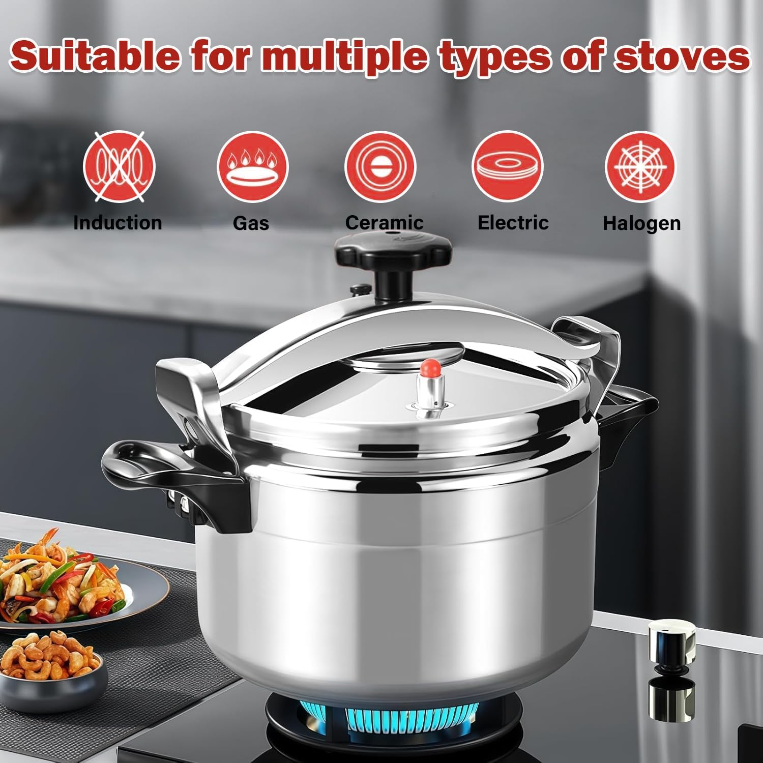 طنجرة ضغط الومنيوم شديدة التحمل سعة 7 لتر من وينسويا، وعاء تعل... - view 5