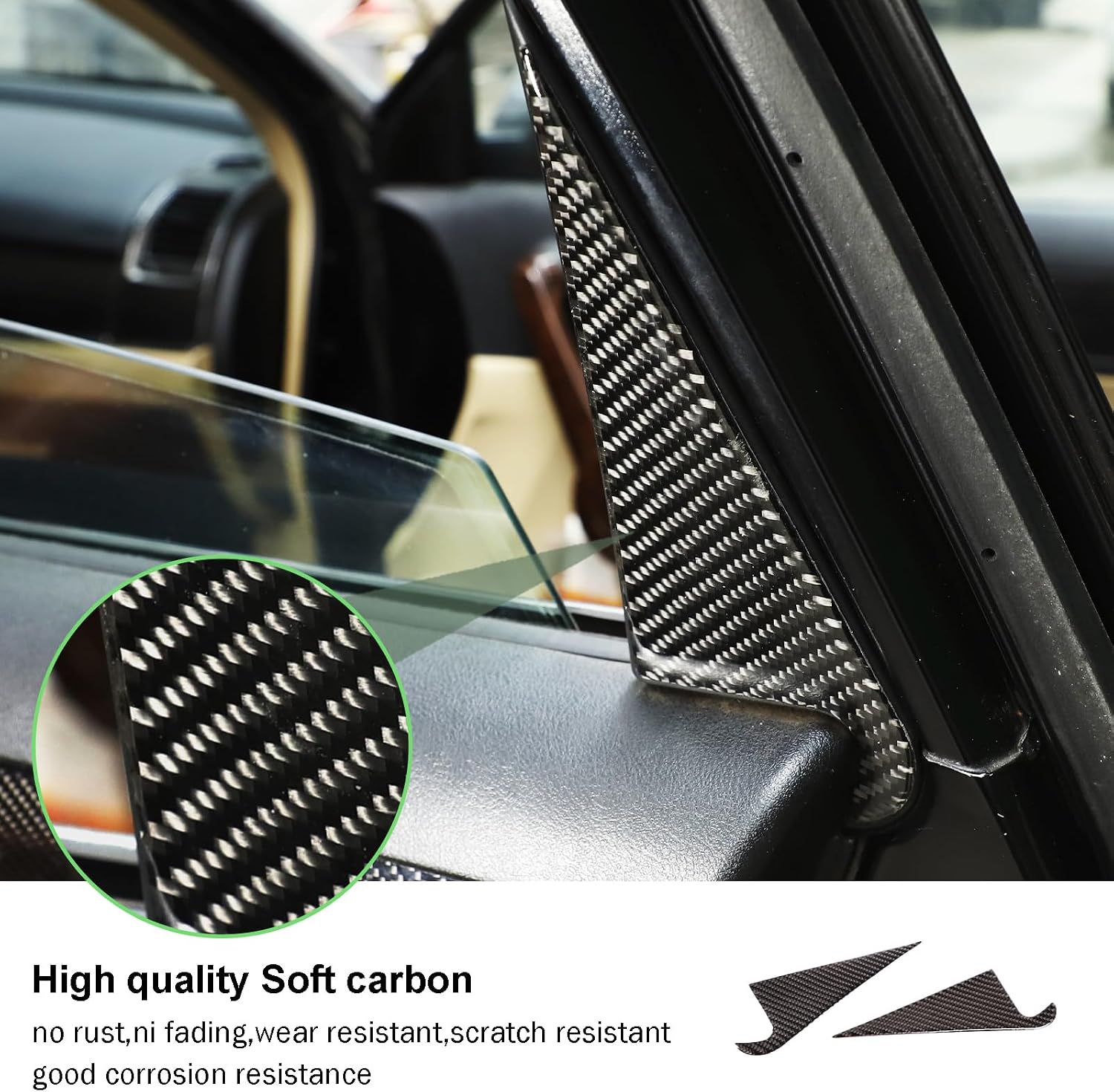 PIUGILH Rear C-Pillar Triangle Frame Trim Cover Compatible with Honda CRV 2007 2008 2009 2010 2011 Interior Accessories, 2Pcs