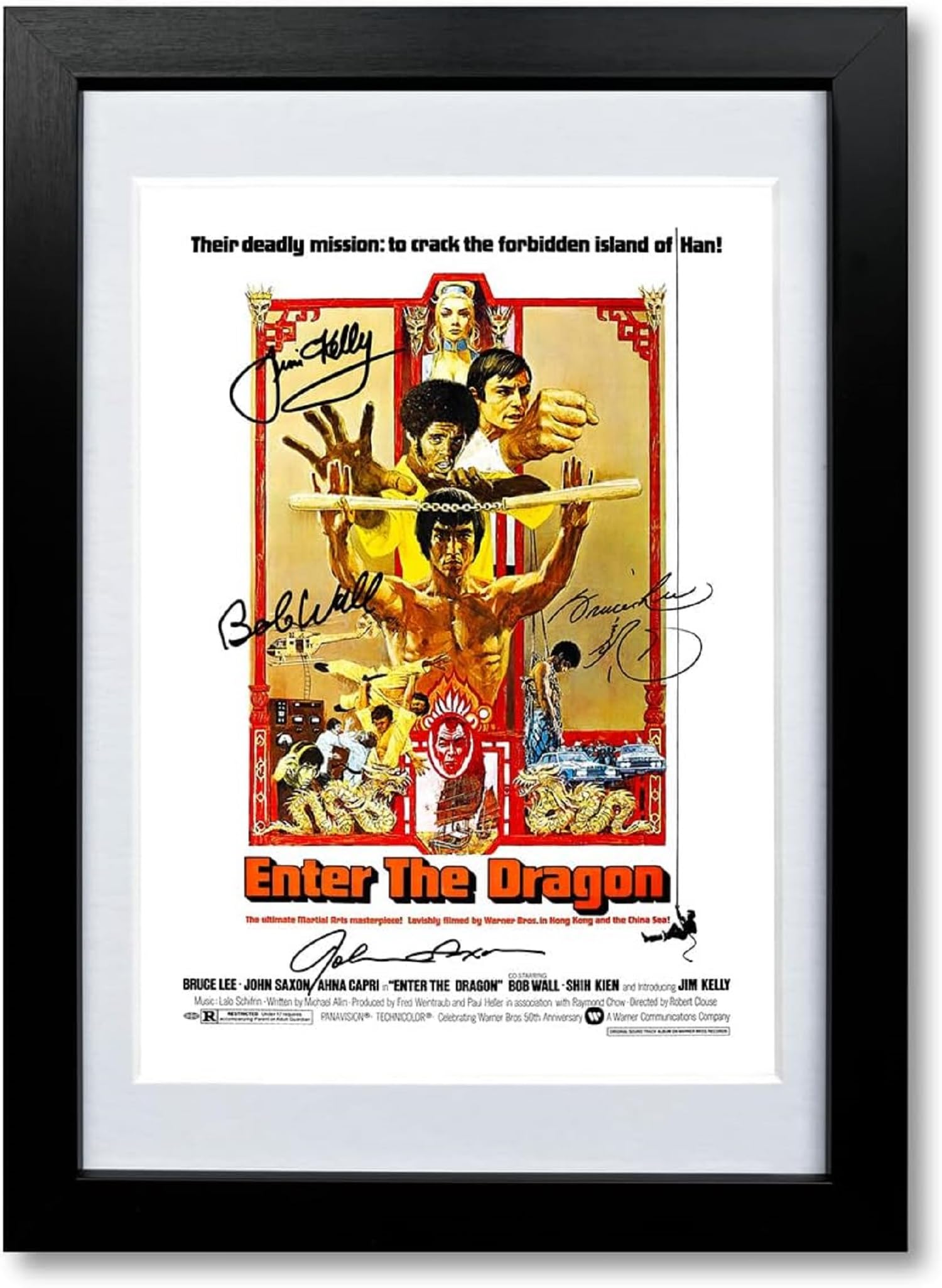 Mounted Gifts Black Enter The Dragon Cast Signed A4 Poster Photo Print Framed Autograph Gift Movie Film Bruce Lee (Poster Only)