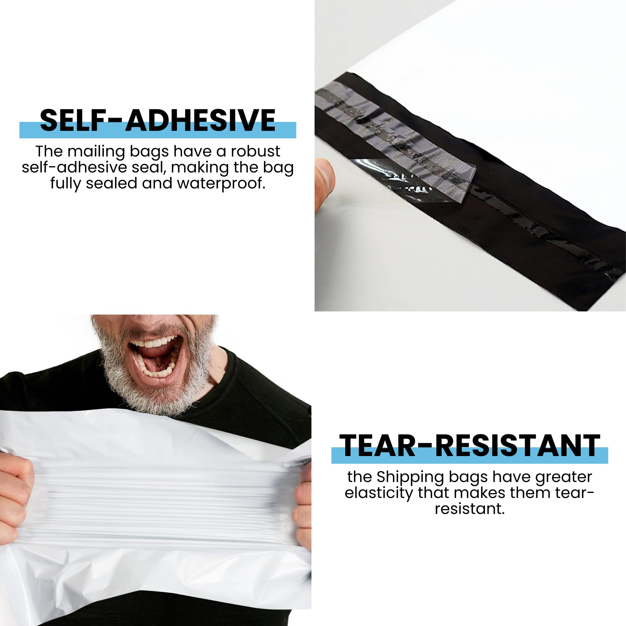 MAGIC SELECT 100 Enveloppes Plastiques 45x60 cm. Sacs d’Envoi Blanches Opaques Autocollantes, Emballage Imperméable et Résistant pour Vêtements, Livres, Chaussures et Colis