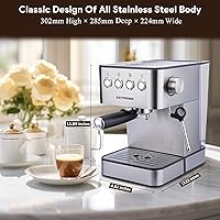 Vista 8 de Cafeteras de café expreso, máquina de café espresso profesional con espumador de leche de vapor, capuchino, café con leche y americano, cafetera