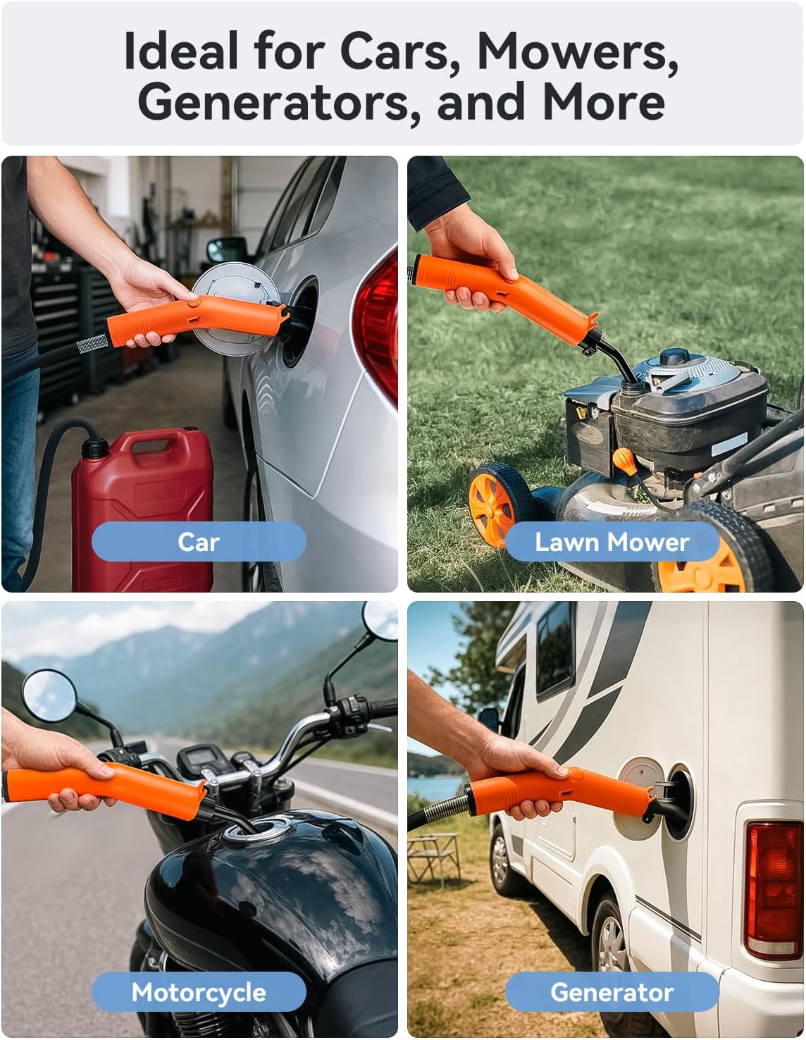 Fuel Transfer Pump, 3GPM Battery Powered Electric Siphon Pump for Gasoline Diesel Water, with All-Weather Hose, Portable Gas Can Pump for Fuel Transfer, Ultra-Fast Oil Transfer Pump