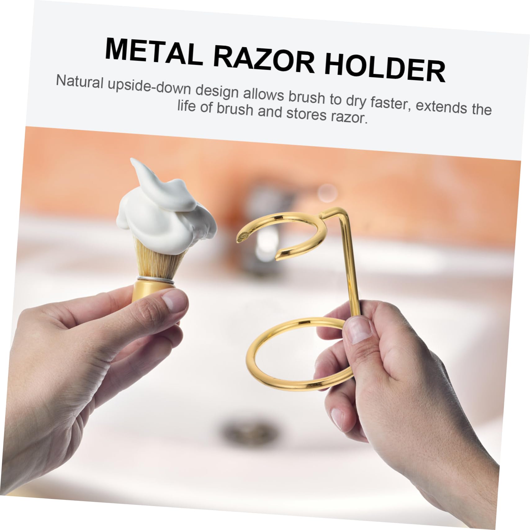 3 Pz Supporto per rasoio per bagno organiser bagno rasoi da uomo elettrici Uomini Gel lama porta rasoio pennello porta pennelli da barba da ferrolega Golden