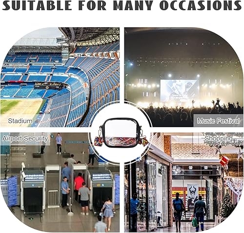 Miniatura 6 de Oweisong Bolsa transparente para mujer, aprobada para estadios, correa de guitarra, bolsa de hombro transparente para conciertos deportivos