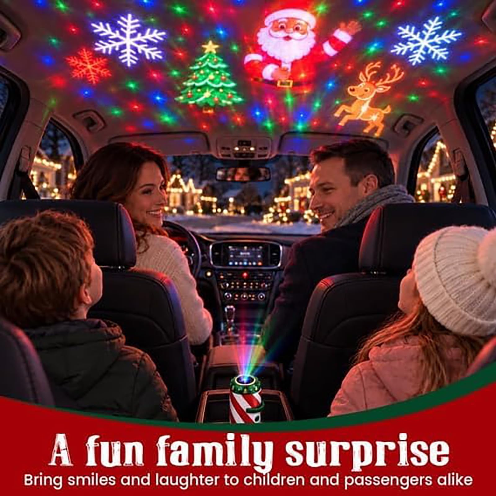 Luce proiettore natalizia per auto, alimentata tramite USB (24PCS)