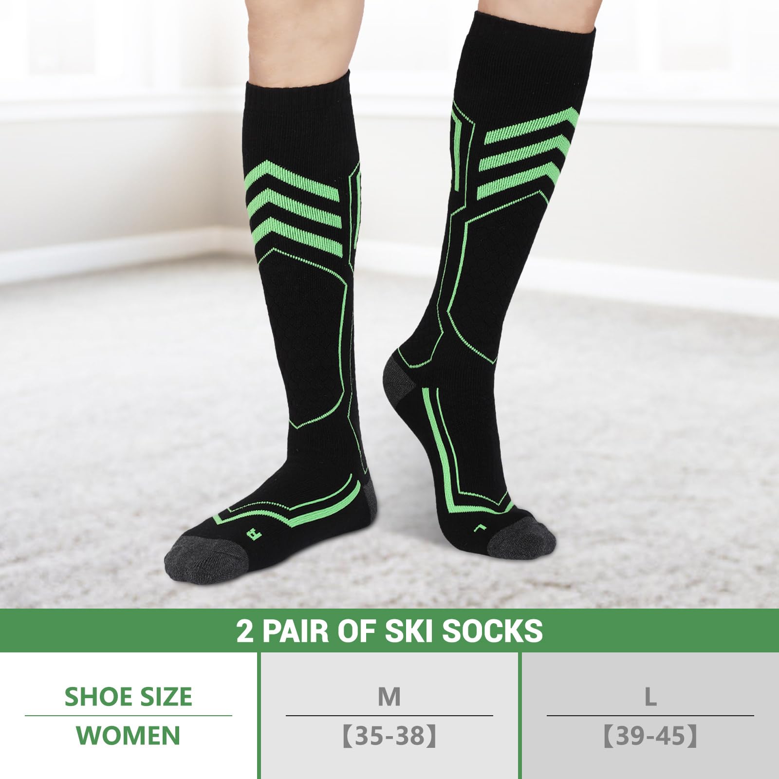 ytorgr 2 paia Calze da Sci,di Calze da Sci Termiche Imbottite per sci Calze da Sci Uomo,Calzettoni per Neve,Calza da Montagna