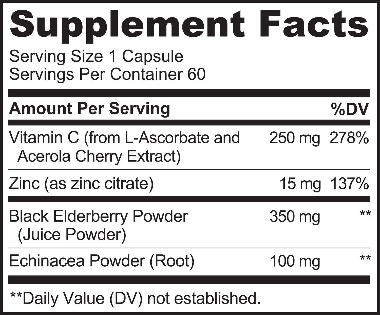 NATURELO Immune Support – Vitamin C, Elderberry, Zinc, Echinacea – Natural Immunity Boost w/Antioxidant, Herbal & Mineral Defense - 60 Vegan Capsules (Pack of 2) - Image 3