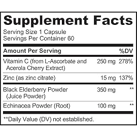 NATURELO Immune Support - Vitamin C, Elderberry, Zinc, Echinacea - Natural Immunity Boost w/Antioxidant, Herbal & Mineral Defense - 60 Vegan Capsules (Pack of 2)