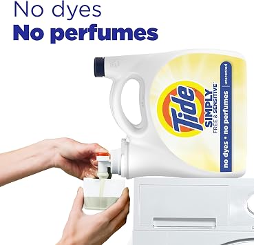 Tide Simply Liquid Laundry Detergent, Free & Sensitive, 138 Loads, 173 fl oz