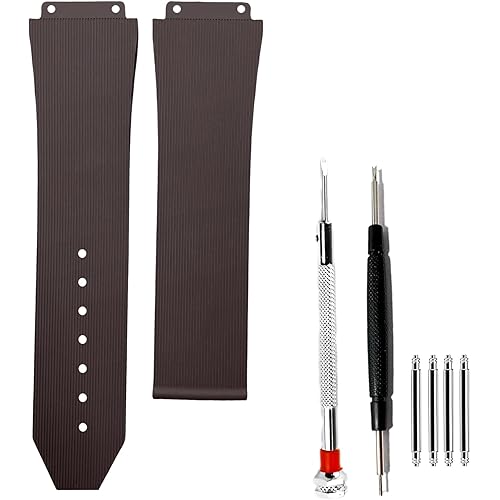 25mm 19mm 22mm Rubber Watch Strap for Hublot Big Bang-Linear Texture Soft Silicon with Replacement Band Tool