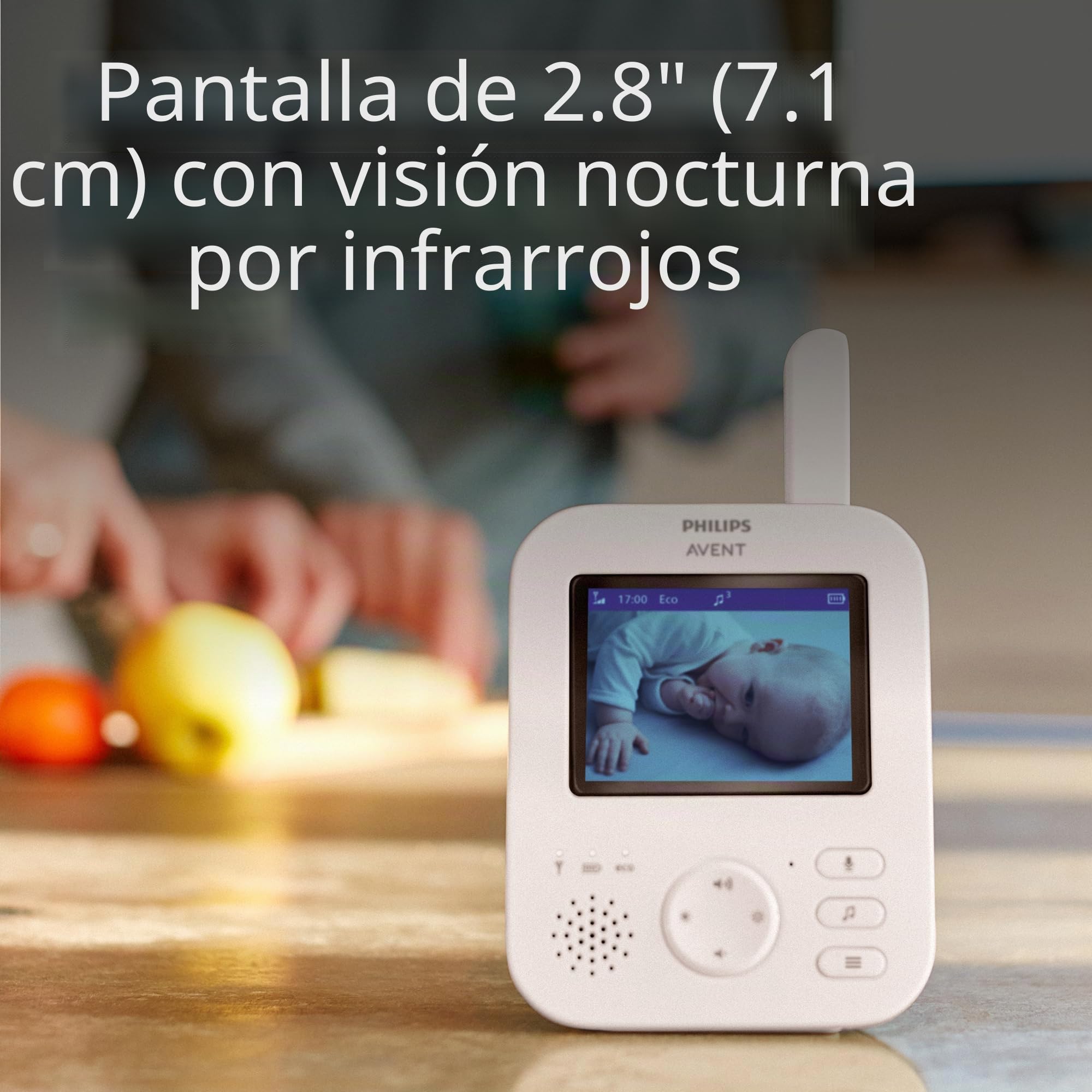 Philips Avent Monitor avanzado de Video para bebé, Monitor Privado y Seguro con cámara y Audio en Color Crema Coral, Pantalla de 2.8 Pulgadas (7.1 cm), Zoom x2, visión Nocturna, Audio de 2 vías